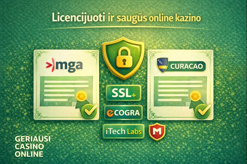 Licencijuoti ir saugūs online kazino – MGA, Curaçao ir žaidėjų apsauga